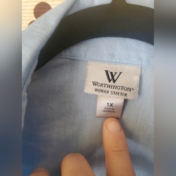 Worthington Blue Button Down Shirt Size 1X - Picture 5 of 9
